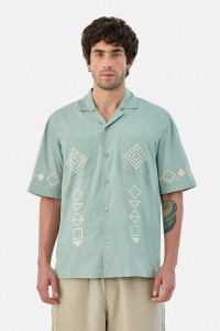 Snitch Men Embroidered Casual Light Green Shirt