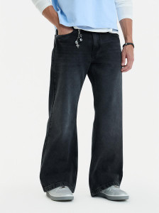 Snitch Men Flared Mid Rise Black Jeans