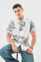 Snitch Men Floral Print Casual White Shirt