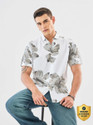Snitch Men Floral Print Casual White Shirt