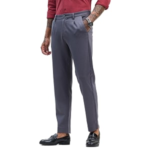 snitch men formal trousers  slim fit mid rise plain design  viscose blend amp wrinkle-resistant fabric for office