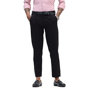snitch men formal trousers  slim fit mid rise plain design  viscose blend amp wrinkle-resistant fabric for office