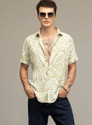 Snitch Men Printed Casual Green Shirt