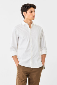 Snitch Men Self Design Formal White Shirt