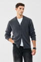 Snitch Men Self Design V Neck Grey