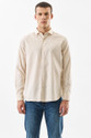 Snitch Men Solid Casual Beige Shirt