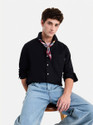 Snitch Men Solid Casual Black Shirt