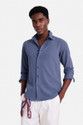 Snitch Men Solid Casual Blue Shirt