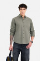 Snitch Men Solid Casual Dark Green Shirt