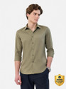 Snitch Men Solid Casual Green Shirt