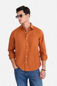 Snitch Men Solid Casual Orange Shirt