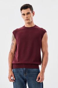 Snitch Men Solid Crew Neck Maroon Sweater
