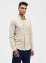 Snitch Men Solid Formal Beige Shirt