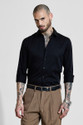Snitch Men Solid Formal Black Shirt