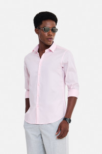 Snitch Men Solid Formal Pink Shirt