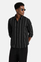 Snitch Men Striped Casual Black Shirt