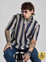 Snitch Men Striped Casual Blue Shirt