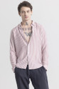 Snitch Men Striped Casual Purple Shirt