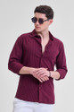 Snitch Men Striped Casual Purple Shirt
