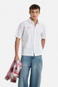 Snitch Men Striped Casual White Shirt