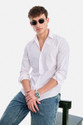 Snitch Men Striped Casual White Shirt
