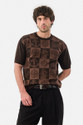 Snitch Printed Men Crew Neck Brown T-Shirt