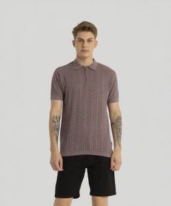 Snitch Printed Men Polo Neck Brown T-Shirt