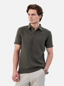 Snitch Self Design Men Polo Neck Grey