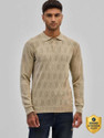 Snitch Self Design Men Polo Neck Beige