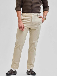 Snitch Slim Fit Men Beige Trousers