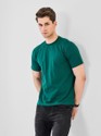 Snitch Solid Men Crew Neck Dark Green