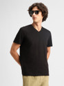 Snitch Solid Men V Neck Black T-Shirt