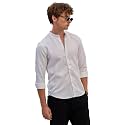 SNITCH White Mandarin Slim Fit Shirt