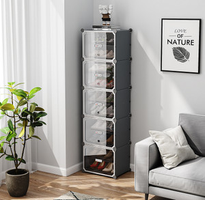 SNKR ESSENTIALS 10-Shelf-5-Door Plastic Cupboard Shoe Rack