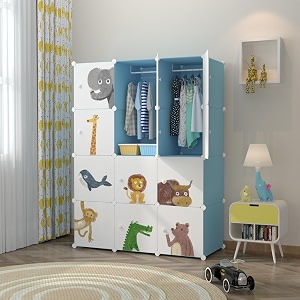 12 door plastic soft sheet wardrobe for kids baby almirah for clothes baby storage organizer cupboard for clothes kids wardrobe for clothestoysbooks pink-elephant