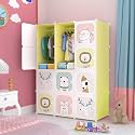 Plastic Soft Sheet 12 Door Wardrobe for Kids, Almirah for Kids, Cupboard for Kids, Baby Collapsible Wardrobe for Clothes Rack for Storage Clothes/Toy/Book in Bedroom Nursery