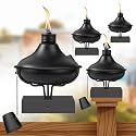 SNOGSWOG Citronella Post Cap Lights 4 Pack, Black Outdoor Fence Post Torches, 24oz Outside Citronella Deck Light for 4x4 5x5 6x6 Posts, Metal Garden Torch for Garden Décor, Backyard, Patio