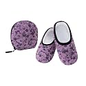 Snoozies Skinnies Travel Slippers for Women with Pouch (Purple, M)