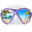 Snorkel Diving Mask Panoramic HD Swim Mask, Anti-Fog Scuba Diving Goggles,Tempered Glass Dive Mask Adult Youth Swim Goggles with Nose Cover for Diving, Snorkeling, Swimming