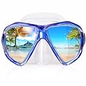 Snorkel Diving Mask Panoramic HD Swim Mask, Anti-Fog Scuba Diving Goggles,Tempered Glass Dive Mask Adult Youth Swim Goggles with Nose Cover for Diving, Snorkeling, Swimming