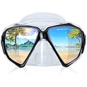 Snorkel Diving Mask Panoramic HD Swim Mask, Anti-Fog Scuba Diving Goggles,Tempered Glass Dive Mask Adult Youth Swim Goggles with Nose Cover for Diving, Snorkeling, Swimming