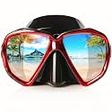 Snorkel Diving Mask Panoramic HD Swim Mask, Anti-Fog Scuba Diving Goggles,Tempered Glass Dive Mask Adult Youth Swim Goggles with Nose Cover for Diving, Snorkeling, Swimming
