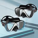 Snorkel Diving Mask Panoramic HD Swim Mask, Anti-Fog Scuba Diving Goggles,Tempered Glass Dive Mask Adult Youth Swim Goggles with Nose Cover for Diving, Snorkeling, Swimming