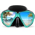 Snorkel Diving Mask Panoramic HD Swim Mask, Anti-Fog Scuba Diving Goggles,Tempered Glass Dive Mask Adult Youth Swim Goggles with Nose Cover for Diving, Snorkeling, Swimming
