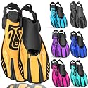 Snorkel Fins Diving Fins Adjustable Buckles Open Heel Swim Flippers Travel Size Short Swim Fins for Snorkeling Diving Swimming Adult Men Womens