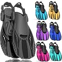 Snorkel Fins Diving Fins Adjustable Buckles Open Heel Swim Flippers Travel Size Short Swim Fins for Snorkeling Diving Swimming Adult Men Womens