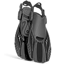 Snorkel Fins Diving Fins Adjustable Buckles Open Heel Swim Flippers Travel Size Short Swim Fins for Snorkeling Diving Swimming Adult Men Womens