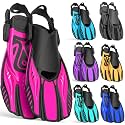 Snorkel Fins Diving Fins Adjustable Buckles Open Heel Swim Flippers Travel Size Short Swim Fins for Snorkeling Diving Swimming Adult Men Womens