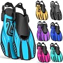 Snorkel Fins Diving Fins Adjustable Buckles Open Heel Swim Flippers Travel Size Short Swim Fins for Snorkeling Diving Swimming Adult Men Womens
