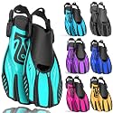 Snorkel Fins Diving Fins Adjustable Buckles Open Heel Swim Flippers Travel Size Short Swim Fins for Snorkeling Diving Swimming Adult Men Womens